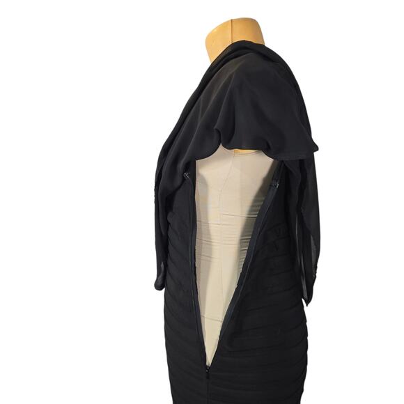 Scarlett Womens 8 Black Chiffon Cape Overlay Sheath Dress Witchy Whimsigoth - Picture 7 of 16